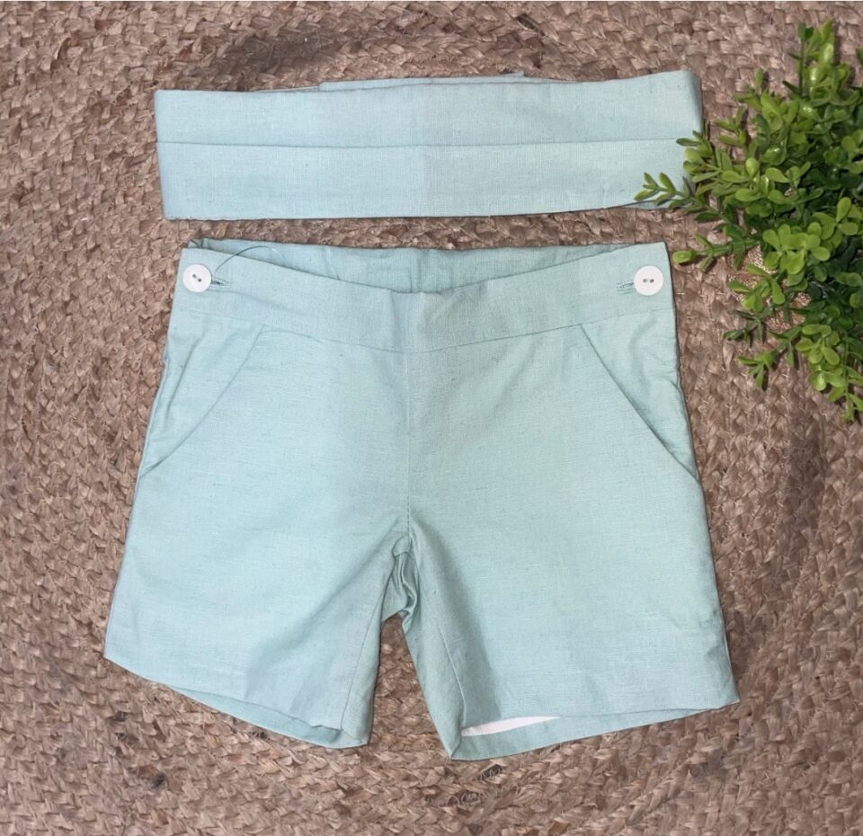Traje de Arras. Bermuda Verde, Rosa y Blanco