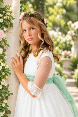 Vestido de comunión para niña. MODELO VALERIA